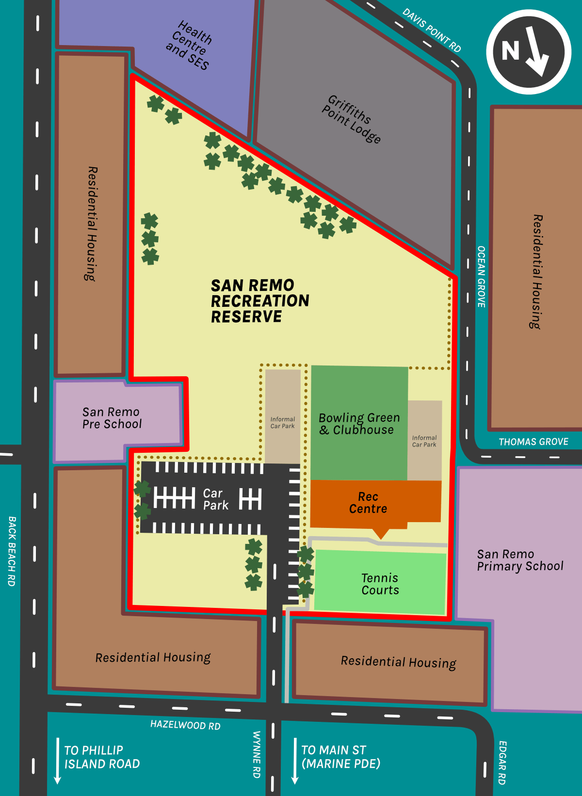 San Remo Rec Centre Location   San Remo Recreation Reserve Map 